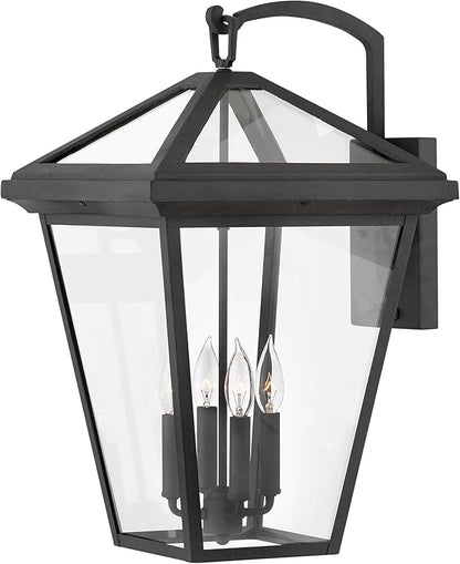 Hinkley Alford Place 2568MB-LL Extra Large Outdoor LED Wall Mount Lantern - Die Cast Aluminum Frame, Sealed Clear Glass, Dimmable - Museum Black