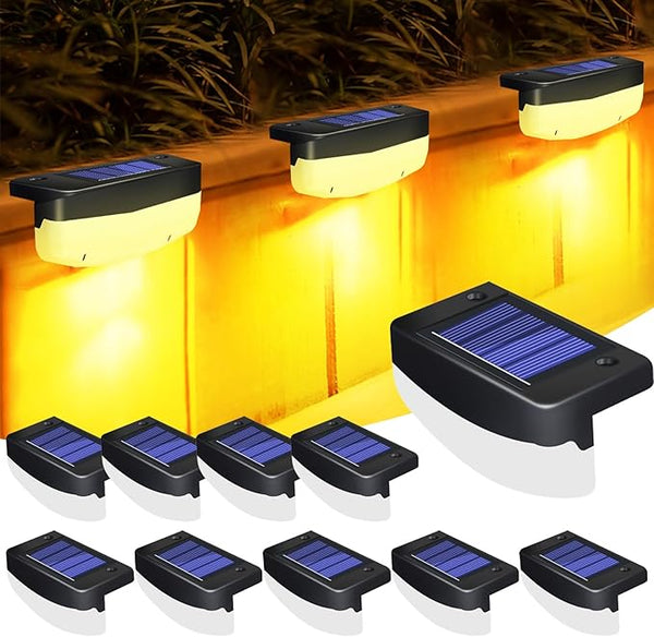 LED Solar Step Lights, 10 Pack Solar Deck Lights Outdoor IP65 Waterproof Pool Side Lighting Decor for Stairs Fence | Lumora