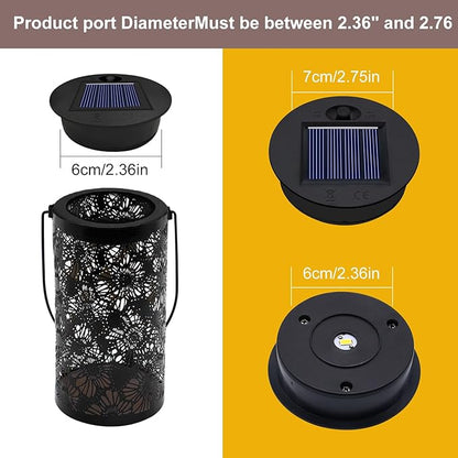 4 Pack Solar Light Replacement Top(Top Size 2.76inch, Bottom Size 2.36 inch) Waterproof Solar Lanterns Replacement top for Outdoor DIY Hanging Lanterns(Warm White)