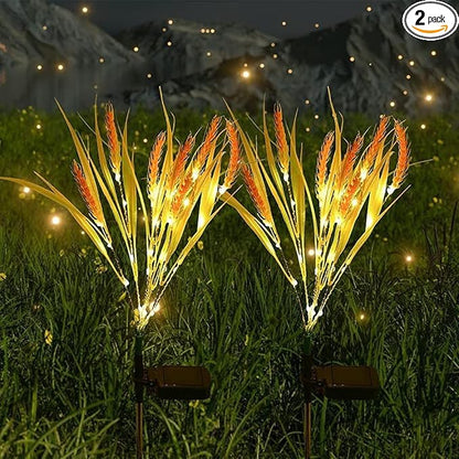 2 Pcs Solar Wheat Rice Ear Stake Light Outdoor IP66 Waterproof Decoration Solar Landscape Light for Pathway Garden Yard Lawn