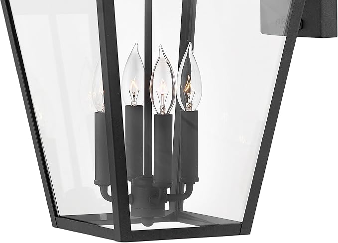 Hinkley Alford Place 2568MB-LL Extra Large Outdoor LED Wall Mount Lantern - Die Cast Aluminum Frame, Sealed Clear Glass, Dimmable - Museum Black