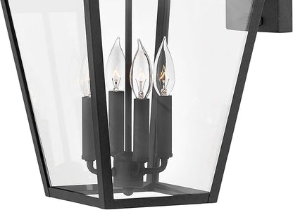 Hinkley Alford Place 2568MB-LL Extra Large Outdoor LED Wall Mount Lantern - Die Cast Aluminum Frame, Sealed Clear Glass, Dimmable - Museum Black