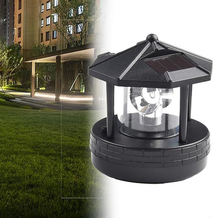 Solar Rotating Lighthouse Solar Powered Lighthouse Outdoor Lawn Light for Garden Yard Outdoor Decor(Black)
