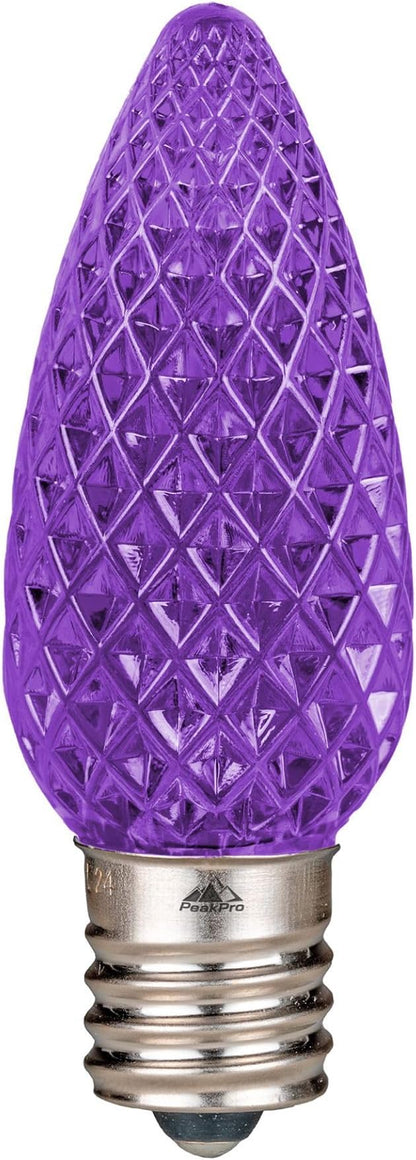 Novelty Lights 25PK C9 LED Faceted Ultra Bright Dimmable Outdoor Christmas Light Replacement Bulbs, LED Bulbs (Purple)