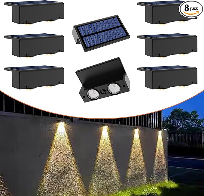 8-Pack Multi-Color Solar Spotlights for Fence & Wall - 30 Lumen High Brightness, 5 Modes (RGB - Outdoor Path Light | Lumora