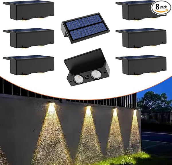 8-Pack Multi-Color Solar Spotlights for Fence & Wall - 30 Lumen High Brightness, 5 Modes (RGB - Outdoor Path Light | Lumora
