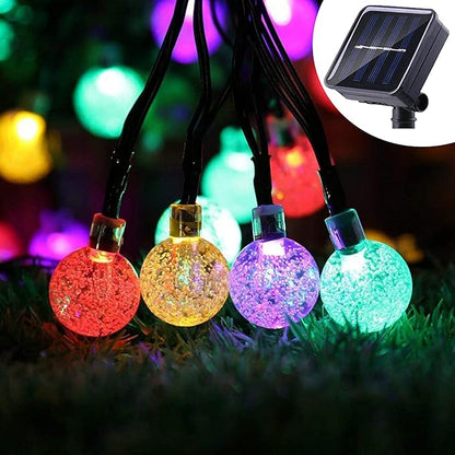 Solar String Lights Outdoor Lights led Bubble Ball Light String 8 Functions Festive Courtyard Decoration Lantern Crystal Ball Outdoor Solar Light