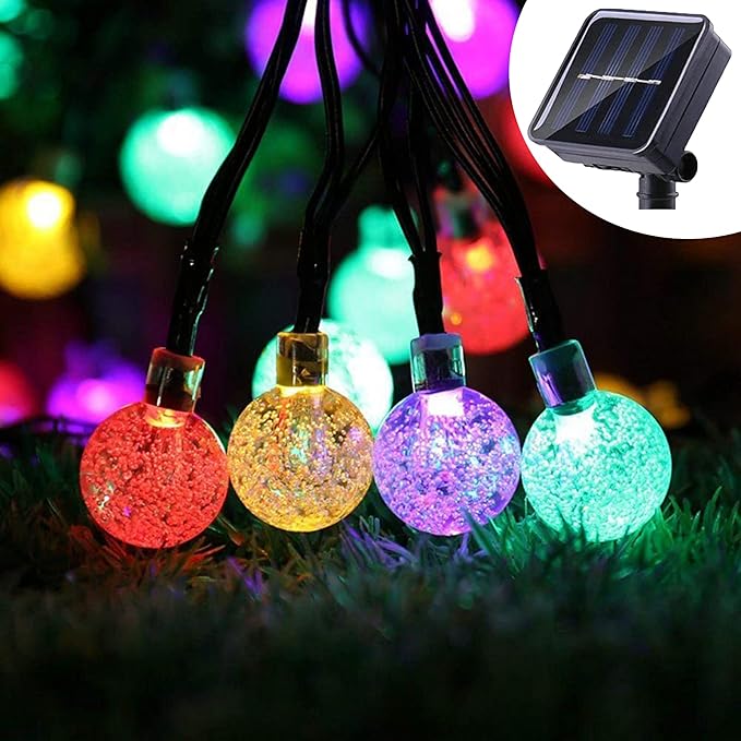 Solar String Lights Outdoor Lights led Bubble Ball Light String 8 Functions Festive Courtyard Decoration Lantern Crystal Ball Outdoor Solar Light