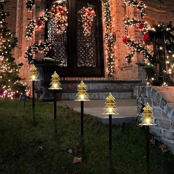 Outdoor Christmas Decorations, Solar Xmas Pathway Lights, Set of 10 Waterproof Landscape Christmas Lights, LED Lamp | Lumora