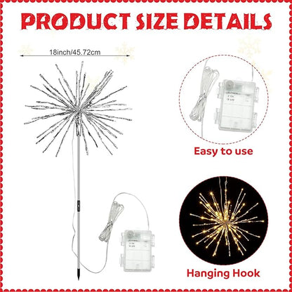 Twinkling Starburst Christmas Tree Star Topper Fairy Light 20 of 120 LED Lights Twinkle with Hook Hanging for Home Winter Party Christmas Tree DIY Decor for Garden Yard Patio Path Silver