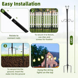 4 Pack Outdoor Patio Light Poles for String Lights, 10Ft Heavy Duty Metal String Light Poles with Shepherds Hooks | Lumora