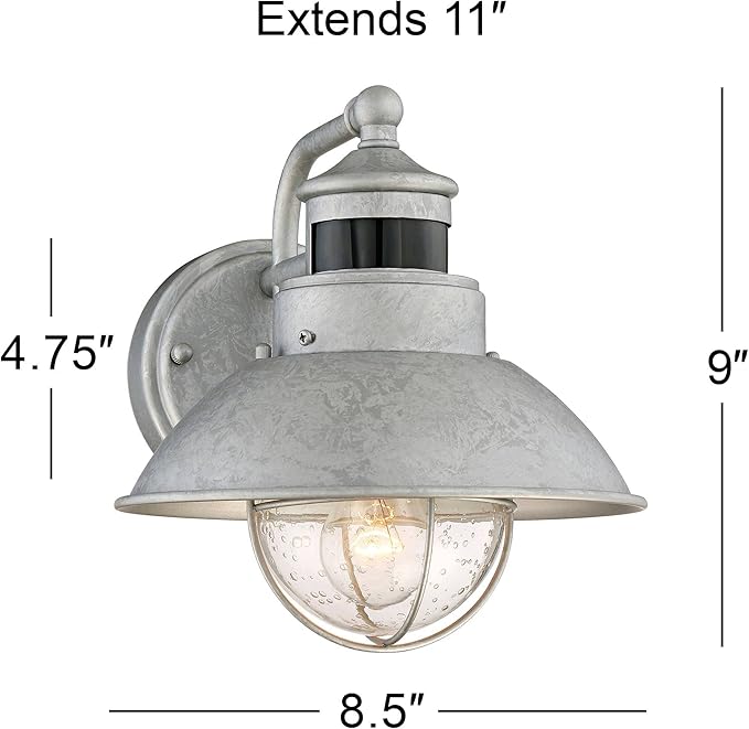 John Timberland Oberlin Rustic Industrial Farmhouse Outdoor Barn Light Fixture Galvanized Dusk to Dawn Motion | Lumora