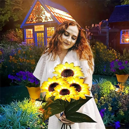 Solar Garden Stake Lights, 4pcs Sunflower Design, Outdoor Decorative Lights, Warm White