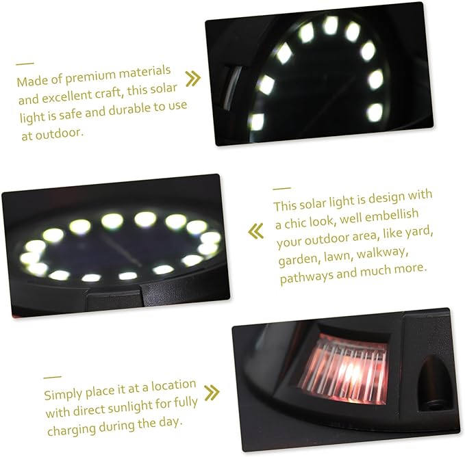 4Pcs Solar Ground Lights Outdoor Landscape Pathway Lights with Side Glow Rotatable Design for Lawn Patio Walkway Garden Decor