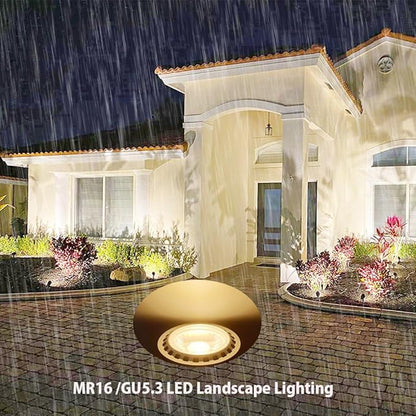 Low Voltage 5W MR16 LED Bulb 2700K Low Voltage Landscape Spotlights,Cast Aluminum Indoor Recessed Track Lights,Outdoor Enclosed Metal Fixtures Garden Yard Light Silver Finish 4 Packs
