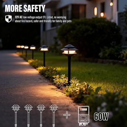 VENUS MANUFACTURING Low Voltage Landscape Lights LED Outdoor Pathway Light 12V AC 2.2W 32Lumen Warm White Landscape Lighting for Garden Path Driveway Yard (4)