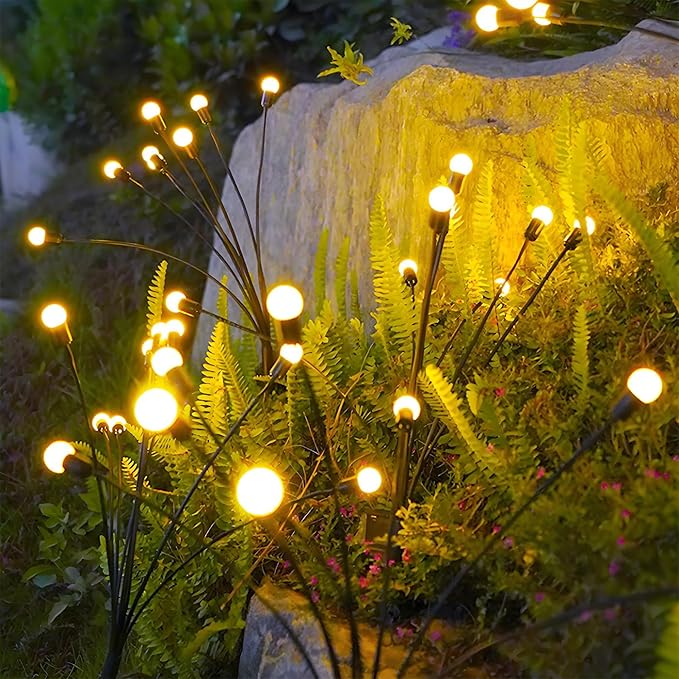 Solar Lights Outdoor Waterproof 2 Pack of 16 LEDs Garden Patio Firefly Decoration Unique Gifts Women Grandparents