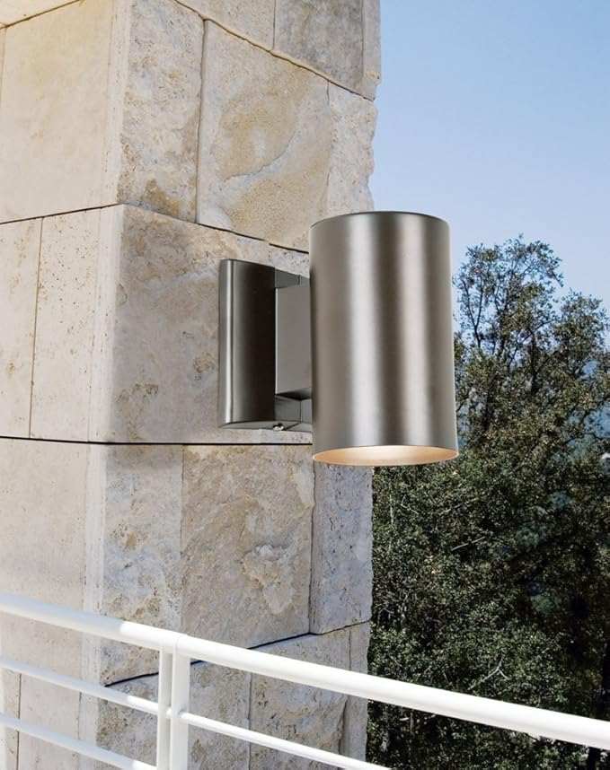 Kichler Cylinder Wall Mount Lighting Fixture in Brown, 7” Bottom Opening Outdoor Light Fixture, 9234AZ | Lumora