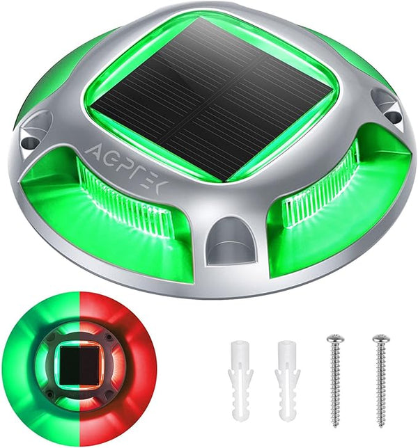 AGPTEK Solar Driveway Lights Outdoor 1 Pack, 2 Color Modes LED Deck Dock Marine Waterproof Security Marker Lights | Lumora