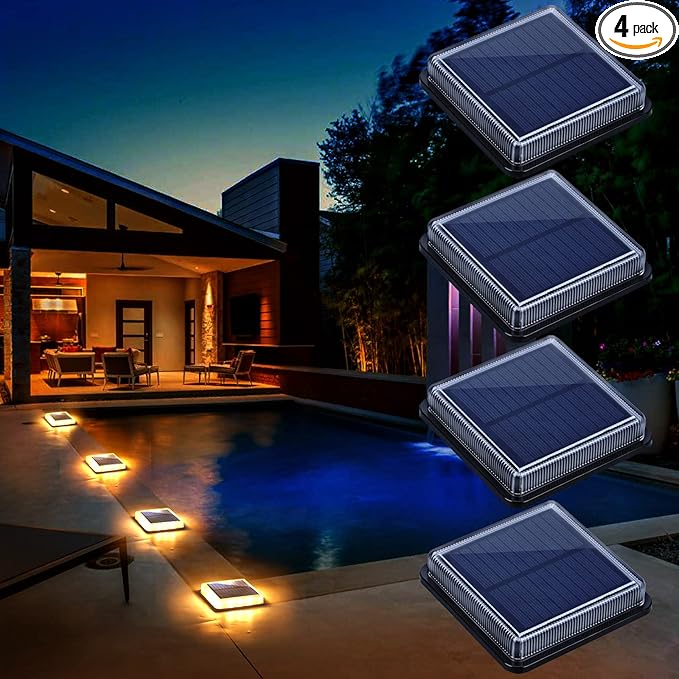 Solar Deck Lights, Driveway Walkway Dock Light Solar Powered Outdoor Stair Step Pathway LED Lamp for Backyard Patio | Lumora
