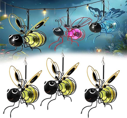 2025 New Solar Bees Lights Outdoor, Solars Bee Simulation Lights, Hanging Bee Solar Garden Light, Waterproof Bumble Bees Solar Light for Party Festivals Garden Decor Birthday Gifts (3PC-Yellow)
