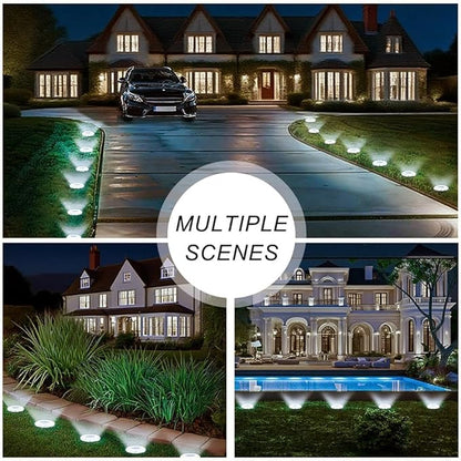 Solar Ground Lights Outdoor, IP65 Waterproof Landscape Lighting for Garden, Patio, Pathway, Lawn, Deck - 12 Pack, 6000K Cool White
