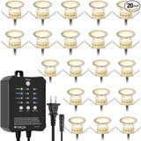 20 Pack Dimmable Recessed Deck Stair Lighting All-in-one with Timer Photocell Sensor Transformer Low Voltage LED | Lumora