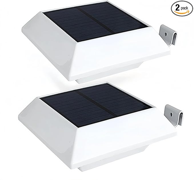 HOSHINE(2 Pack) Solar Powered Gutter Lights Security Light Outdoor Solar Powered 6 LED Waterproof Durable Fence Driveway Garden Patio Path Decking Light Made for Quality Outdoor Life