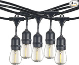 Diodesy- 48Ft LED Outdoor String Lights with S14 Shatterproof Bulb & 15 Hanging Socket Commercial Grade E26 Medium | Lumora