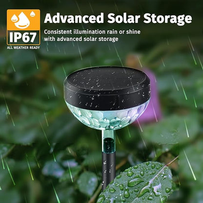2Pack Solar Pathway Lights Outdoor, Color Changing+8 Fixed Color (Warm White, Cool White, Colored) Solar Lights Outdoor, Bright Solar Powered Garden Light