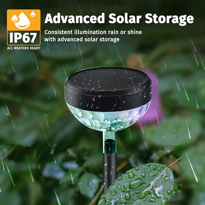 6Pack Solar Pathway Lights Outdoor, Color Changing+8 Fixed Color (Warm White, Cool White, Colored) Solar Lights | Lumora
