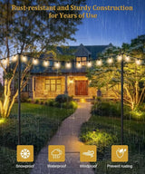 10FT String Light Poles for Outdoor Decor, Sturdy Light Pole with Fork, Adjustable Metal Posts for Outside Patio | Lumora