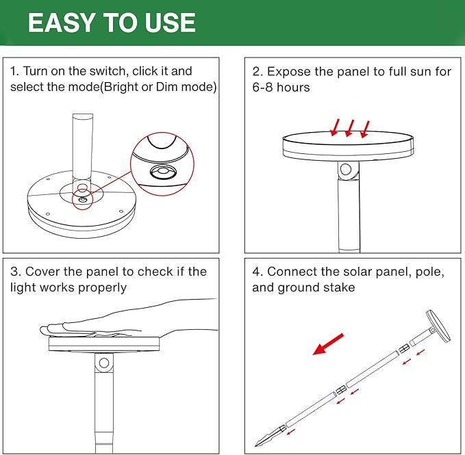 Tall Solar Pathway Lights Outdoor, 6 Pack 180° Adjustable Larger Head Solar Lights Outdoor Waterproof, Brighter Warm White/Cool White Garden Light for Yard Path Walkway Outside