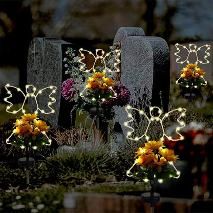 Lmtocs New Version Solar Angel Lights with Sunflower, 2 Modes Cemetery Angel for Grave Decorations, Waterproof Outdoor Angel Solar Lights for Christmas Yard Patio Pathway Memorial Grave Decorations
