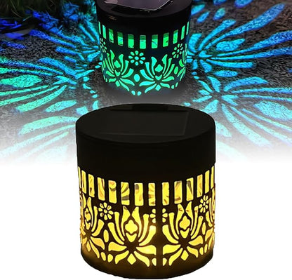 Solar Mandala Lights Outdoor Decorative - Waterproof Metal Mandala Solar Wall Lights, Artistic Fence & Step Lights for Garden, Patio, Backyard, Yard & Outdoor Home (1, Lotus-Colored Light)