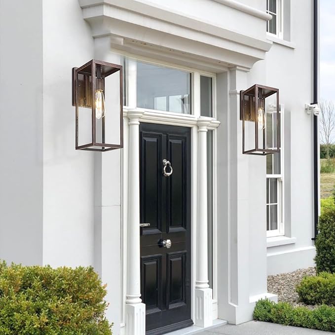 Bestshared Outdoor Wall Lights,15 Inch Exterior Wall Lanterns with Clear Glass, Anti-Rust Porch Lights | Lumora