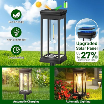 BRRNOO 8pcs Solar Pathway Lights, Outdoor Solar , Lawn Lights with Ground Spike for Gardens Patios Pathways IP65 Warm White