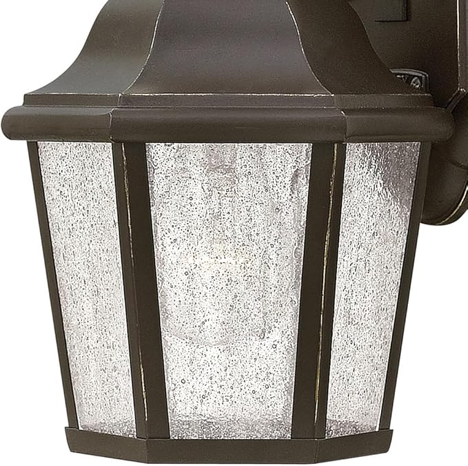 Hinkley Edgewater Small Wall Mount Outdoor Lantern - Aluminum, Clear Seedy Glass, Traditional - Oil Rubbed Bronze | Lumora