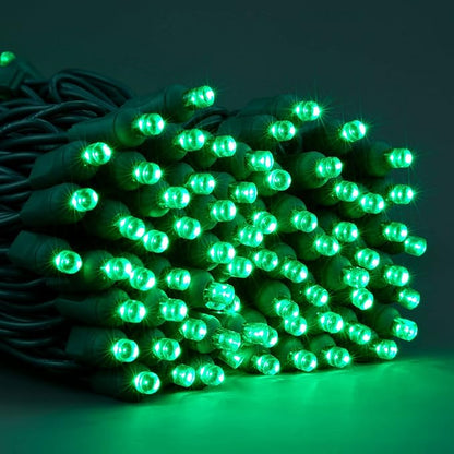 YULETIME Green One-Piece Wide Angle Christmas Lights 140 Count 48 Feet, 2 Sets 70 LED 24 ft High Waterproof 5mm UL Certified String Light (Green)