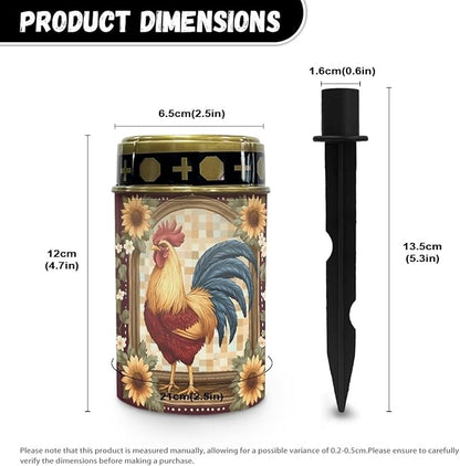 Rooster Sunflowers Solar Outdoor Lights Waterproof Solar Walkway Lights Memorial Cemetery Decorations Garden Solar Light for Yard, Lawn, Patio, Pathway, Backyard