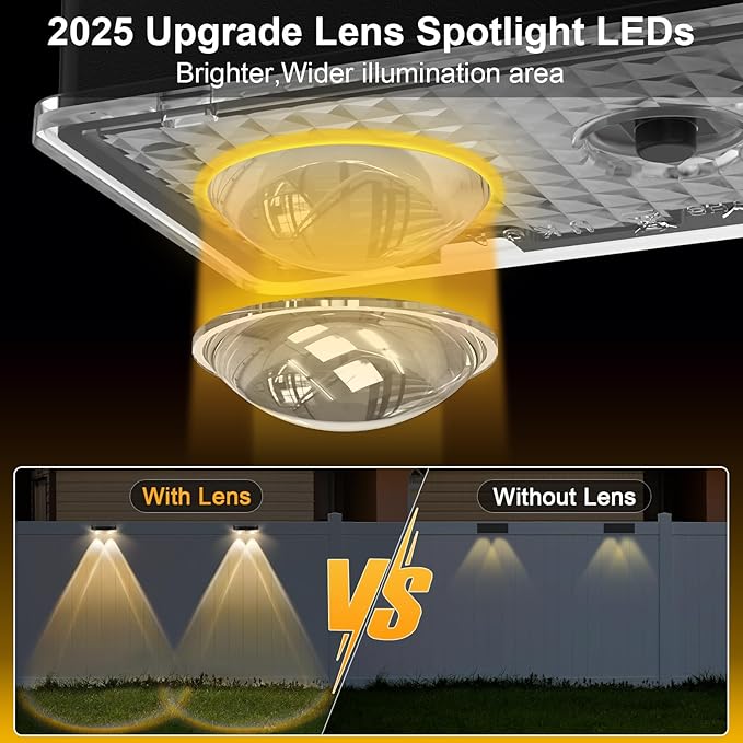 Solar Fence Lights Outdoor 12 Pack, Warm White & Cool White & 6 Colored+RGB Color Changing, High Brightness LED | Lumora