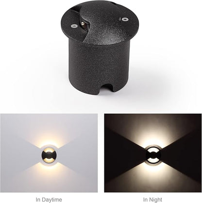 Well Lights Low Voltage Landscape Lighting Outdoor In Ground Lights LED2W Double Sides Lighting AC/DC 12V-24V Warm White Waterproof IP67 Aluminium,4PACKS