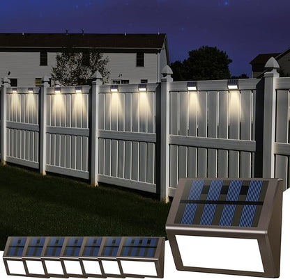 Luminara Solar Step Lights - Weatherproof Outdoor Stair Lighting, Solar-Powered Deck Lights for Patio, Garden, Pathway, Warm White Glow (8)