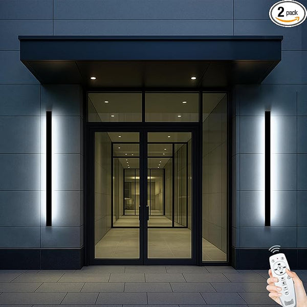 70.87 Inch Long Outdoor Wall Sconces Set of 2, 3CCT Color Selectable Modern Wall Light with Remote Control, IP65 | Lumora