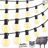 100FT(4x25FT) Solar String Lights Outdoor with Remote, Waterproof Dimmable 3 Modes Patio Light with 40+3 LED G40 | Lumora