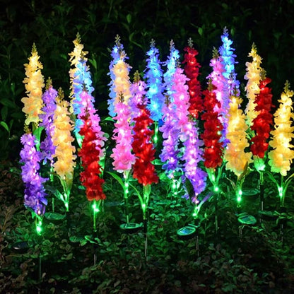 Uonlytech Solar Post Lights Violet Garden Stake Lights 5 Heads Colorful Decorative Yard Path Landscape Lighting for Patio Yard Pathway Purple