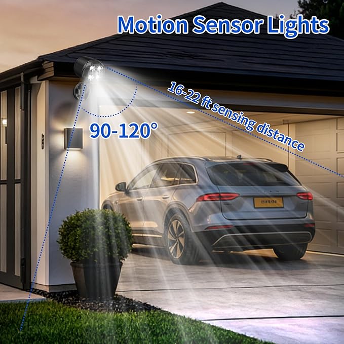 Battery Operated Outdoor Motion Sensor Light, 600LM 6000K Waterproof Wide-Angle Detection Auto On/Off Wall Light,for Garage, Yard, Front Door, Stair and Driveway (1 Pack)