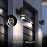 ASD 1 Light Outdoor Wall Light Fixture | 60W E26 Bulb Socket 120V ETL Cylinder Up Down Lights | | Lumora