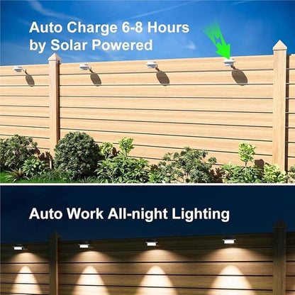 QUQUQ Solar Pathway Lights Solar Powered Gutter Lights Outdoor Decorative Waterproof Led Fence Yard Patio Decor(4 Pack)