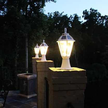 Gama Sonic Polaris Solar Light with GS Solar Light Bulb – Wall/Pier/3″ Fitter Mounts (178233), White Finish